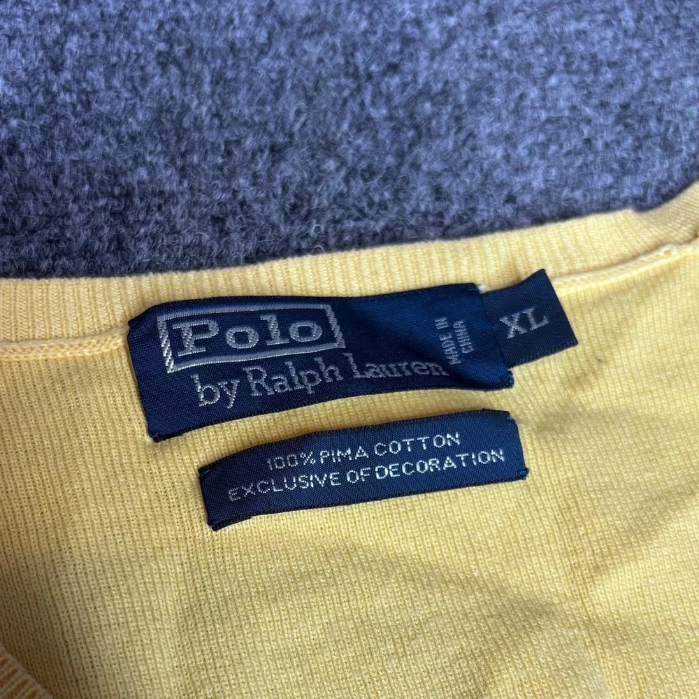 Vintage Polo Ralph Lauren Men's XL Yellow Pima Cotton Knit Sweater‎ Vest